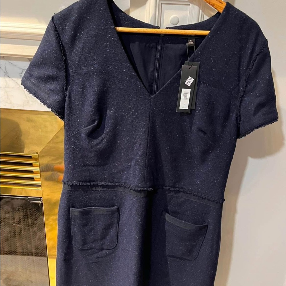Banana Republic Blue Sheath Mini Dress V-Neck Short Sleeve